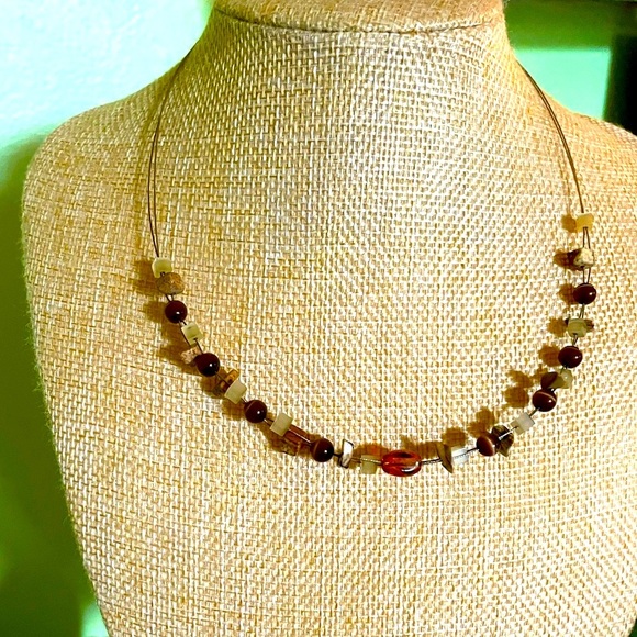 Adorable Tiger’s Eye Bead Lia Sophia Necklace - Picture 1 of 5